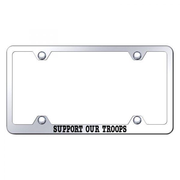 Autogold® - Wide Body License Plate Frame with Laser Etched Support Our Troops Logo