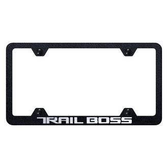 Autogold® - Wide Body Rugged Black License Plate Frame with Laser Etched Trail Boss Linear Logo
