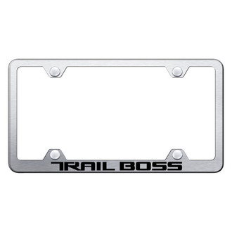Autogold® - Wide Body Brushed License Plate Frame with Laser Etched Trail Boss Linear Logo