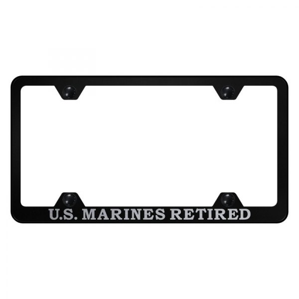 Autogold® - Wide Body License Plate Frame with Laser Etched U.S. Marines Retired Logo