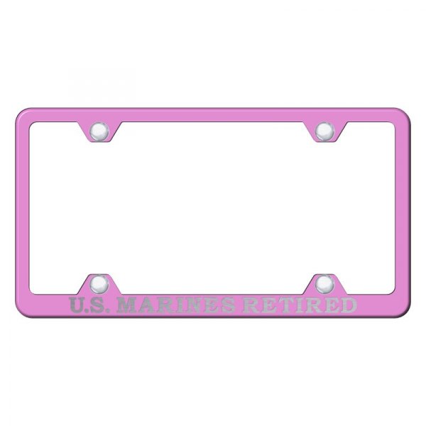 Autogold® - Wide Body License Plate Frame with Laser Etched U.S. Marines Retired Logo