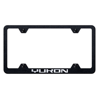 Autogold® - Wide Body Rugged Black License Plate Frame with Laser Etched Yukon Logo
