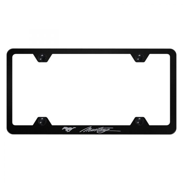 Autogold® - Wide Body License Plate Frame with Script Laser Etched Mustang Logo