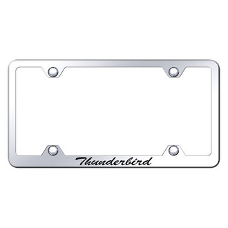 Autogold® - Wide Body Chrome License Plate Frame with Script Laser Etched Thunderbird Logo