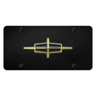 Autogold® - Black License Plate with 3D Gold Lincoln Old Emblem