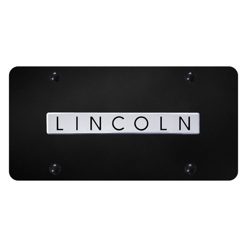 Black Steel License Plate Mirrored Lincoln Emblem Subdued Tactical