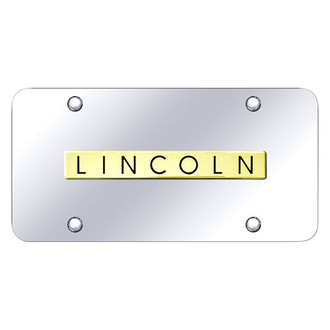 Autogold® - Chrome License Plate with 3D Gold Lincoln Logo