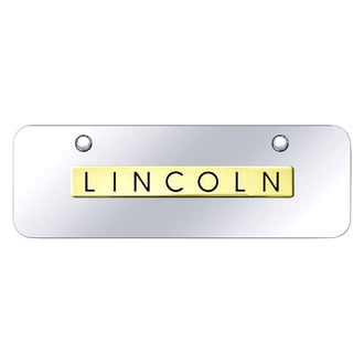 Autogold® - Chrome Mini Size License Plate with 3D Gold Lincoln Logo