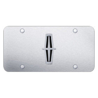Autogold® - Brushed License Plate with 3D Chrome / Black Lincoln Emblem