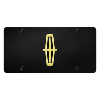 Autogold® - Black License Plate with 3D Gold / Black Lincoln Emblem
