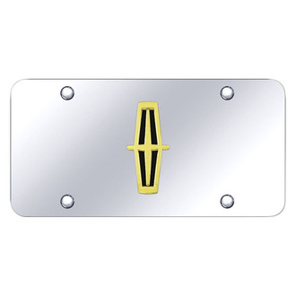 Autogold® - Chrome License Plate with 3D Gold / Black Lincoln Emblem