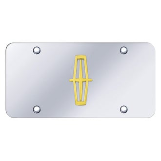 Autogold® - Chrome License Plate with 3D Gold Lincoln New Plain Emblem