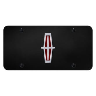 Autogold® - Black License Plate with 3D Chrome / Red Lincoln Emblem