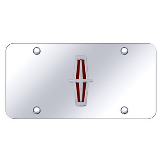 Autogold® - Chrome License Plate with 3D Chrome / Red Lincoln Emblem