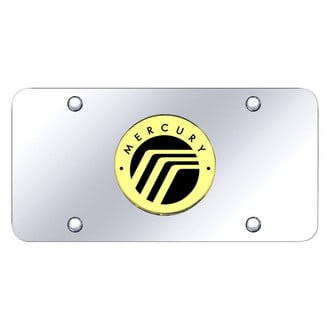 Autogold® - Chrome License Plate with 3D Gold Mercury Emblem