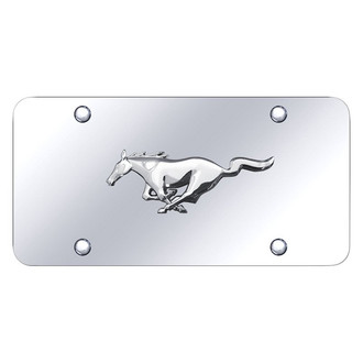 Autogold® - Chrome License Plate with 3D Chrome Mustang Horse Emblem