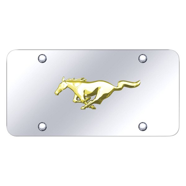 Autogold® - License Plate with 3D Mustang Horse Emblem