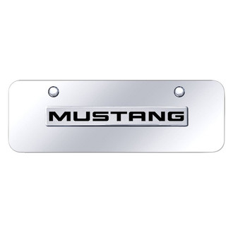 Autogold® - Chrome Mini Size License Plate with 3D Chrome Mustang Logo