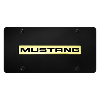 Autogold® - Black License Plate with 3D Gold Mustang Logo