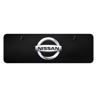 Autogold® - Black Mini Size License Plate with 3D Chrome Nissan New Emblem