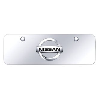 Autogold® - Chrome Mini Size License Plate with 3D Chrome Nissan New Emblem