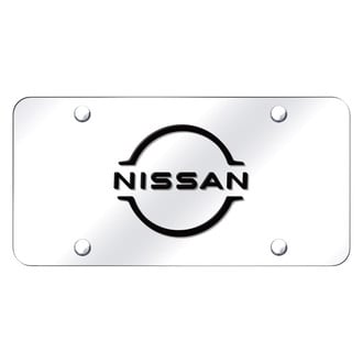 Autogold® - Chrome License Plate with 3D Black Nissan Logo