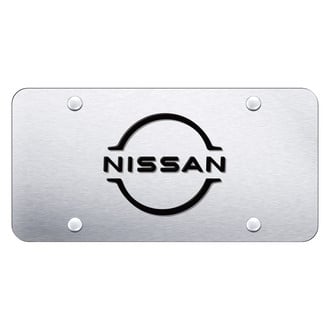 Autogold® - Brushed License Plate with 3D Black Nissan Logo