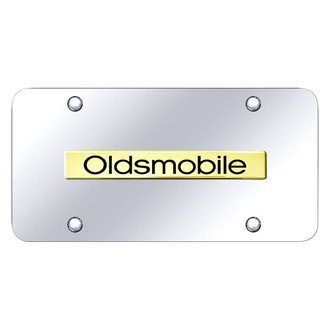 Autogold® - Chrome License Plate with 3D Gold Oldsmobile Logo