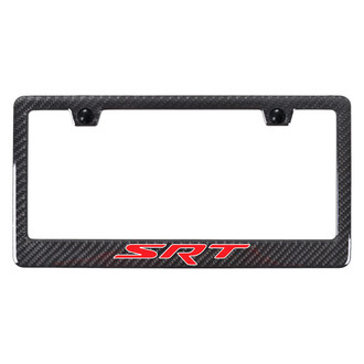 Autogold® - UV Printed Carbon Black License Plate Frame with Red SRT Logo