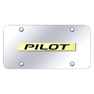 Autogold® - Chrome License Plate with 3D Gold Pilot Logo
