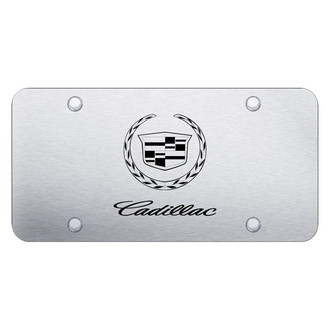 Autogold® - Brushed License Plate with Laser Etched Cadillac Logo and Emblem