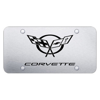 Autogold® - Brushed License Plate with Laser Etched Corvette C5 Logo