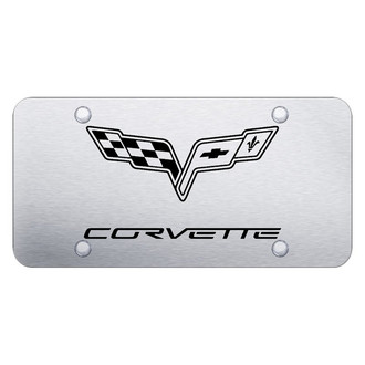 Autogold® - Brushed License Plate with Laser Etched Corvette C6 Logo