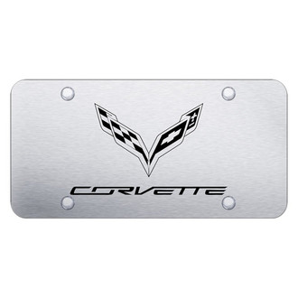 Autogold® - Brushed License Plate with Laser Etched Corvette C7 Logo