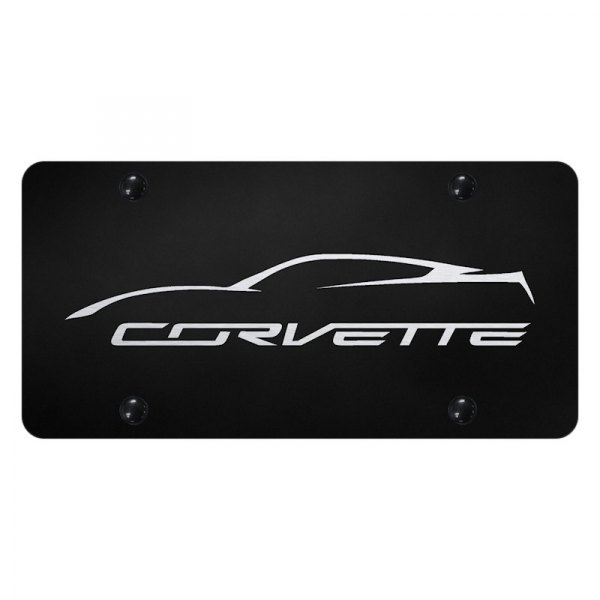 Autogold® - License Plate with Laser Etched Corvette C7 Profile Logo