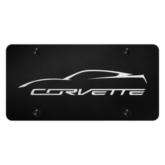 Autogold® - License Plate with Laser Etched Corvette C7 Profile Logo
