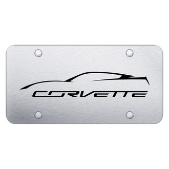 Autogold® - Brushed License Plate with Laser Etched Corvette C7 Profile Logo