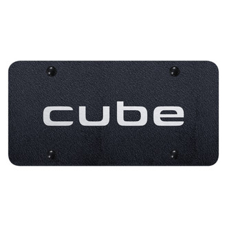 Autogold® - Rugged Black License Plate with Laser Etched Cube Logo