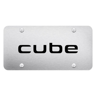 Autogold® - Brushed License Plate with Laser Etched Cube Logo