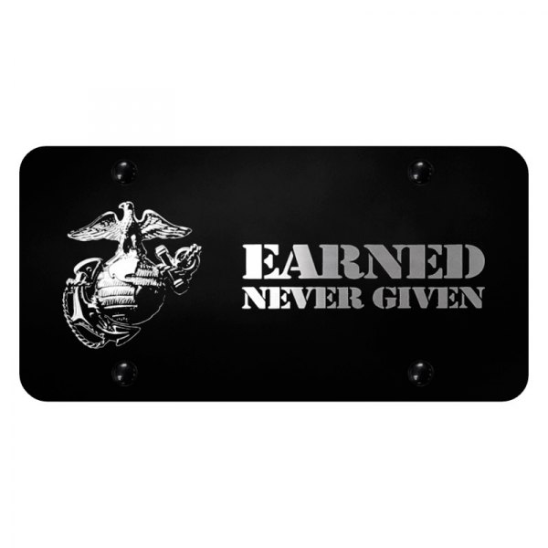 Autogold® - License Plate with Laser Etched Earned Never Given Logo and Emblem