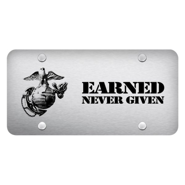Autogold® - License Plate with Laser Etched Earned Never Given Logo and Emblem