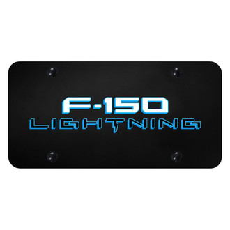 Autogold® - UV Printed Black License Plate with Laser Etched F-150 Lightning 2 Logo