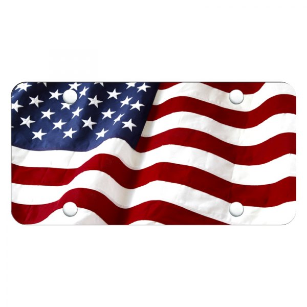 Autogold® - UV Printed License Plate with 3D USA Flag Logo