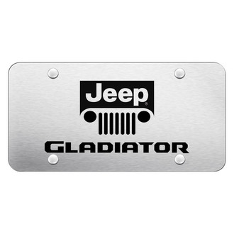 Autogold® - Brushed License Plate with Laser Etched Gladiator Logo and Emblem
