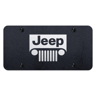 Autogold® - Rugged Black License Plate with Laser Etched Jeep Grill Logo