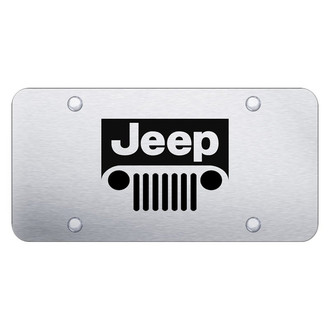 Autogold® - Brushed License Plate with Laser Etched Jeep Grill Logo