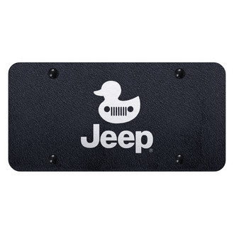 Autogold® - Rugged Black License Plate with Laser Etched Chrome Jeep Duck Logo