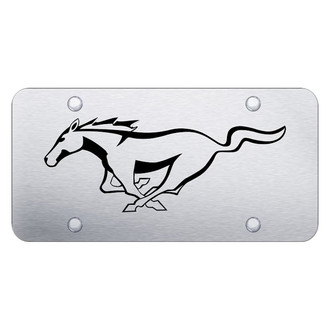 Autogold® - Chrome License Plate with Laser Etched Mustang Pony Logo