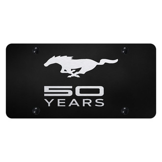 Autogold® - Black License Plate with Laser Etched Mustang 50 Years Logo
