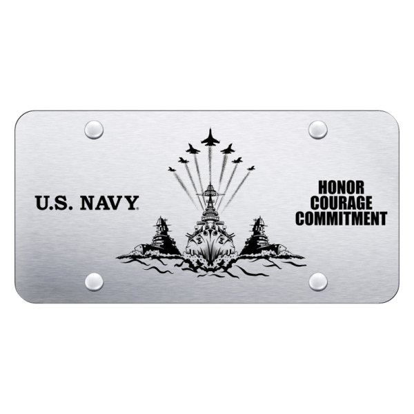 Autogold® - License Plate with Laser Etched U.S. Navy Theme 2 Logo